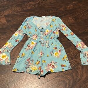 Floral romper with tie front